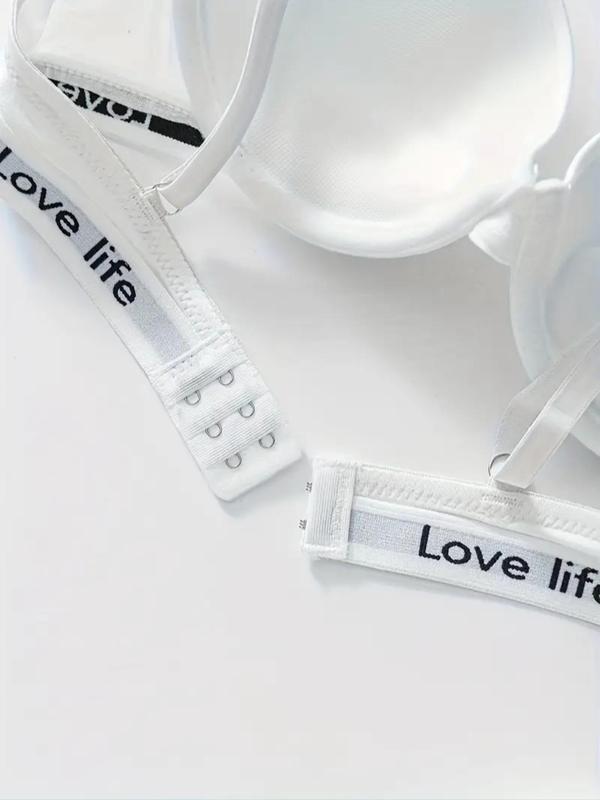 Women's Multicolor Basic Letter Print Push Up Bra, Casual Comfort Adjustable Strap Underwire Bra, Bras for Women, Plunge Lingerie for All Seasons
